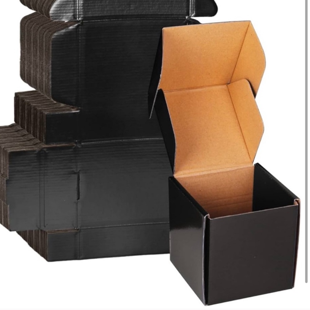 🫶 qty 10 black Corrugated Shipping Mailing Boxes 4x4x4 square Thank You Stickers